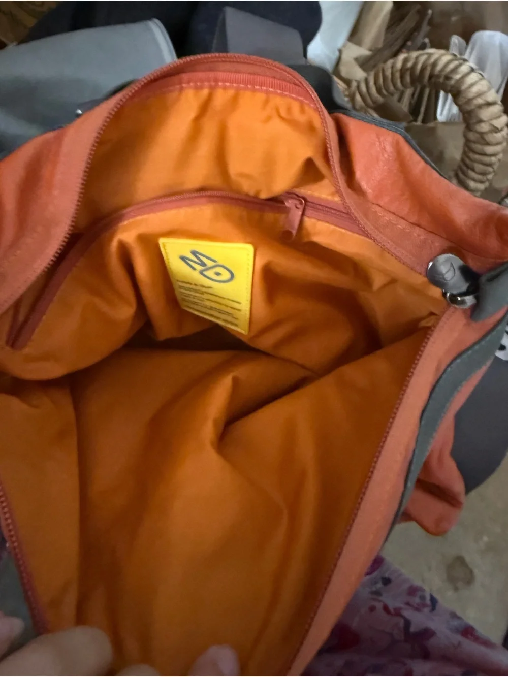 Mandarina Duck Rust Leather Backpack with Yellow Accent